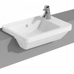 Vitra S50 Compact Semi Recessed Basin Right Handed 550mm Wide 1 Tap Hole