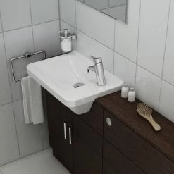 Vitra S50 Compact Semi Recessed Basin Right Handed 550mm Wide 1 Tap Hole -VITRA SHOP 17508892 3