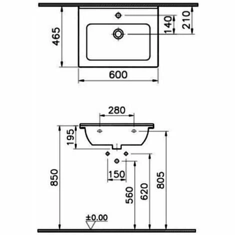 Vitra S50 Vanity Basin 600mm Wide 1 Tap Hole Vitra S50 Vanity Basin 600mm Wide 1 Tap Hole -VITRA SHOP 17508898 2