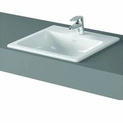Vitra S20 Compact Inset Countertop Basin With Front Overflow 500mm Wide - 1 Tap Hole