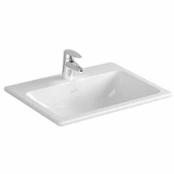Vitra S20 Compact Inset Countertop Basin With Front Overflow 550mm Wide - 1 Tap Hole -VITRA SHOP 17508932 3