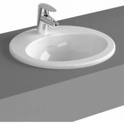 Vitra S20 Compact Countertop Basin With Front Overflow 425mm Wide - 1 Tap Hole
