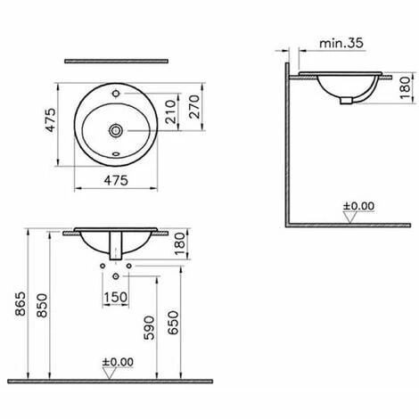Vitra S20 Compact Countertop Basin with Front Overflow 475mm Wide - 1 Tap Hole Vitra S20 Compact Countertop Basin With Front Overflow 475mm Wide - 1 Tap Hole -VITRA SHOP 17508951 2
