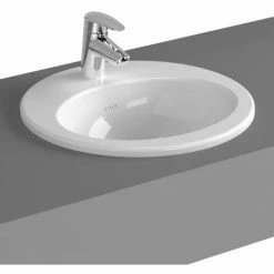 Vitra S20 Compact Inset Countertop Basin With Front Overflow 525mm Wide - 1 Tap Hole