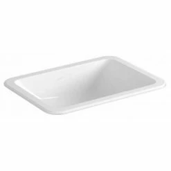 Vitra S20 Compact Inset Countertop Basin With Front Overflow 550mm Wide - 0 Tap Hole -VITRA SHOP 17509014 3