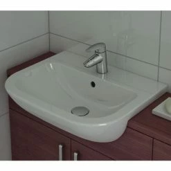 Vitra S20 Semi Recessed Basin 550mm Wide 1 Tap Hole -VITRA SHOP 17509035 3