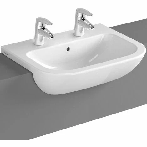 Vitra S20 Semi Recessed Basin 550mm Wide 2 Tap Hole Vitra S20 Semi Recessed Basin 550mm Wide 2 Tap Hole -VITRA SHOP 17509042 1
