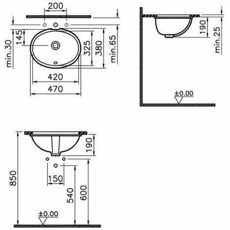 Vitra S20 Compact Under-Counter Basin 470mm Wide 0 Tap Hole Vitra S20 Compact Under-Counter Basin 470mm Wide 0 Tap Hole -VITRA SHOP 17509081 2