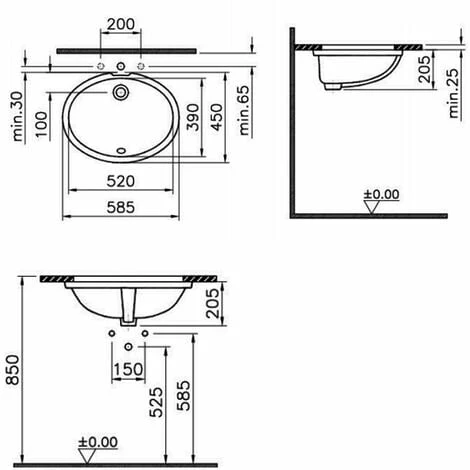 Vitra S20 Compact Under-Counter Basin 585mm Wide 0 Tap Hole Vitra S20 Compact Under-Counter Basin 585mm Wide 0 Tap Hole -VITRA SHOP 17509089 2