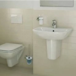 Vitra S20 Cloakroom Basin And Small Semi Pedestal 450mm Wide 1 Tap Hole -VITRA SHOP 17509123 3