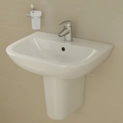 Vitra S20 Cloakroom Basin And Large Semi Pedestal 500mm Wide 1 Tap Hole 2 Vitra S20 Cloakroom Basin And Large Semi Pedestal 500mm Wide 1 Tap Hole -VITRA SHOP 17509154 3