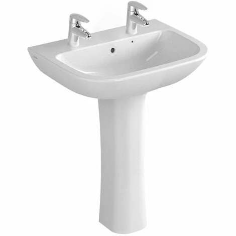 Vitra S20 Wash Basin and Full Pedestal 600mm Wide 2 Tap Hole Vitra S20 Wash Basin And Full Pedestal 600mm Wide 2 Tap Hole -VITRA SHOP 17509191 1