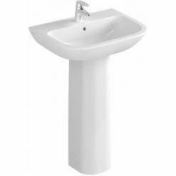 Vitra S20 Wash Basin And Full Pedestal 600mm Wide 1 Tap Hole