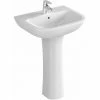 Vitra S20 Wash Basin And Full Pedestal 650mm Wide 1 Tap Hole