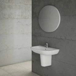 Vitra S20 Wash Basin And Large Semi Pedestal 650mm Wide 1 Tap Hole -VITRA SHOP 17509240 4