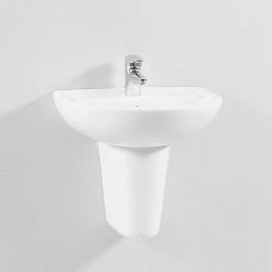Vitra Layton Cloakroom Basin And Small Semi Pedestal 450mm Wide 1 Tap Hole -VITRA SHOP 17509302 4