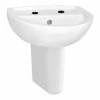 Vitra Layton Cloakroom Basin And Small Semi Pedestal 450mm Wide 2 Tap Hole