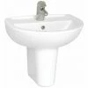 Vitra Layton Basin With Semi Pedestal 550mm Wide - 2 Tap Hole