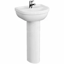Vitra Milton Washbasin With Full Pedestal 550mm Wide - 1 Tap Hole