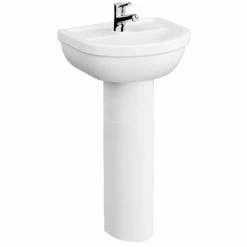 Vitra Milton Cloakroom Basin And Full Pedestal 450mm Wide - 1 Tap Hole