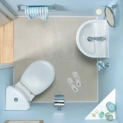 Vitra Layton Cloakroom Basin And Full Pedestal 450mm Wide 1 Tap Hole -VITRA SHOP 17509413 3