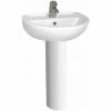 Vitra Layton Wash Basin And Full Pedestal 550mm Wide 1 Tap Hole
