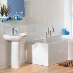 Vitra Layton Wash Basin And Full Pedestal 550mm Wide 1 Tap Hole -VITRA SHOP 17509444 3