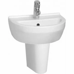 Vitra S50 Round Cloakroom Basin And Small Semi Pedestal 450mm Wide 1 Tap Hole