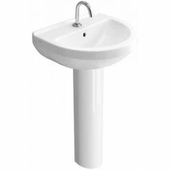 Vitra S50 Round Basin And Full Pedestal 550mm Wide 1 Tap Hole