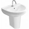Vitra S50 Round Basin And Large Semi Pedestal 550mm Wide 1 Tap Hole