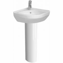 Vitra S50 Corner Basin And Full Pedestal 565mm Wide 1 Tap Hole