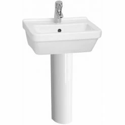 Vitra S50 Square Basin And Full Pedestal 450mm Wide 1 Tap Hole