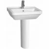 Vitra S50 Square Basin And Full Pedestal 550mm Wide 1 Tap Hole