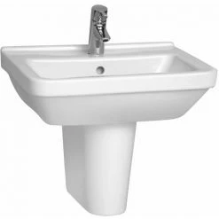 Vitra S50 Square Basin And Large Semi Pedestal 550mm Wide 1 Tap Hole