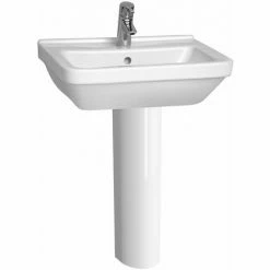 Vitra S50 Square Basin And Full Pedestal 600mm Wide 1 Tap Hole