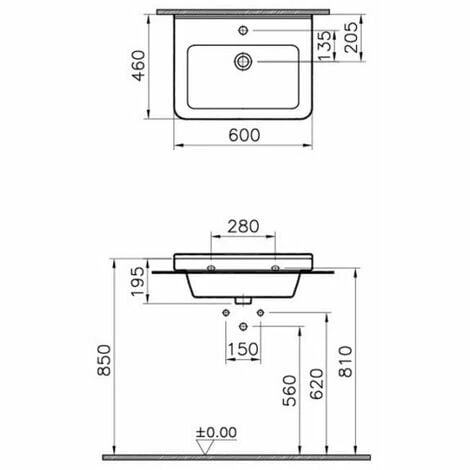 Vitra S50 Square Basin and Full Pedestal 600mm Wide 1 Tap Hole Vitra S50 Square Basin And Full Pedestal 600mm Wide 1 Tap Hole -VITRA SHOP 17509607 2