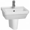 Vitra S50 Square Basin And Large Semi Pedestal 600mm Wide 1 Tap Hole