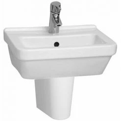 Vitra S50 Square Basin And Large Semi Pedestal 600mm Wide 1 Tap Hole