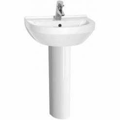 Vitra S50 Round Basin And Full Pedestal 500mm Wide 1 Tap Hole