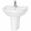 Vitra S50 Round Basin And Small Semi Pedestal 500mm Wide 1 Tap Hole