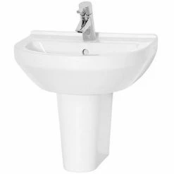 Vitra S50 Round Basin And Small Semi Pedestal 500mm Wide 1 Tap Hole