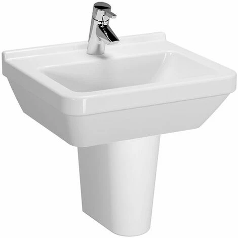 Vitra S50 Square Basin and Small Semi Pedestal 500mm Wide 1 Tap Hole Vitra S50 Square Basin And Small Semi Pedestal 500mm Wide 1 Tap Hole -VITRA SHOP 17509673 1
