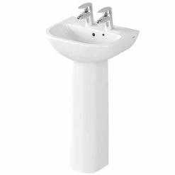 Vitra S20 Cloakroom Basin And Full Pedestal 450mm Wide 2 Tap Hole -VITRA SHOP 17509683 4