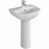 Vitra S20 Cloakroom Basin And Full Pedestal 450mm Wide 1 Tap Hole