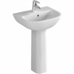 Vitra S20 Cloakroom Basin And Full Pedestal 450mm Wide 1 Tap Hole
