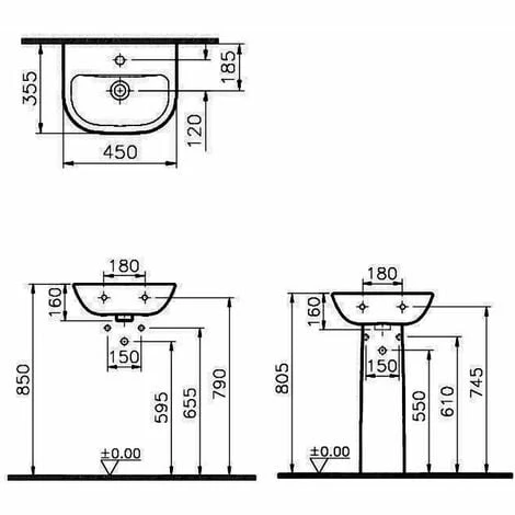 Vitra S20 Cloakroom Basin and Full Pedestal 450mm Wide 1 Tap Hole Vitra S20 Cloakroom Basin And Full Pedestal 450mm Wide 1 Tap Hole -VITRA SHOP 17509698 2