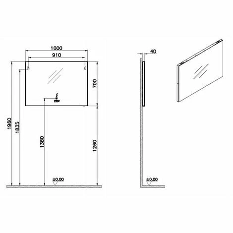 Vitra Brite Illuminated Bathroom Mirror 700mm H x 1000mm W Vitra Brite Illuminated Bathroom Mirror 700mm H X 1000mm W -VITRA SHOP 17509872 2