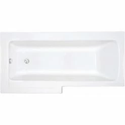 Vitra Neon L-Shaped Shower Bath Left Handed 1700mm X 750mm/850mm 0 Tap Hole