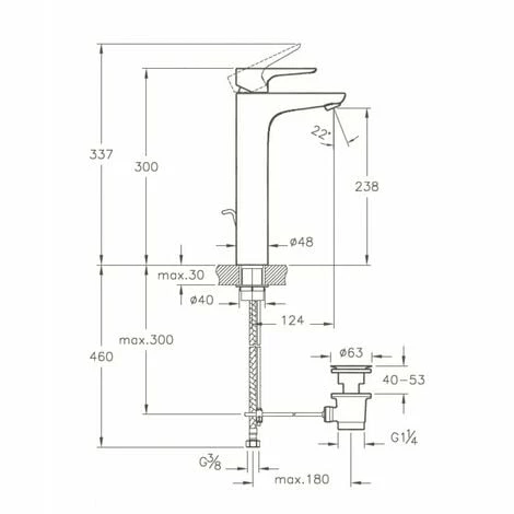 Vitra X-Line Tall Basin Mixer Tap with Pop Up Waste - Chrome Vitra X-Line Tall Basin Mixer Tap With Pop Up Waste - Chrome -VITRA SHOP 17510393 2