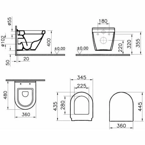 Vitra S50 480mm Short Projection Wall Hung Toilet - Soft Close Seat Vitra S50 480mm Short Projection Wall Hung Toilet - Soft Close Seat -VITRA SHOP 17510543 2